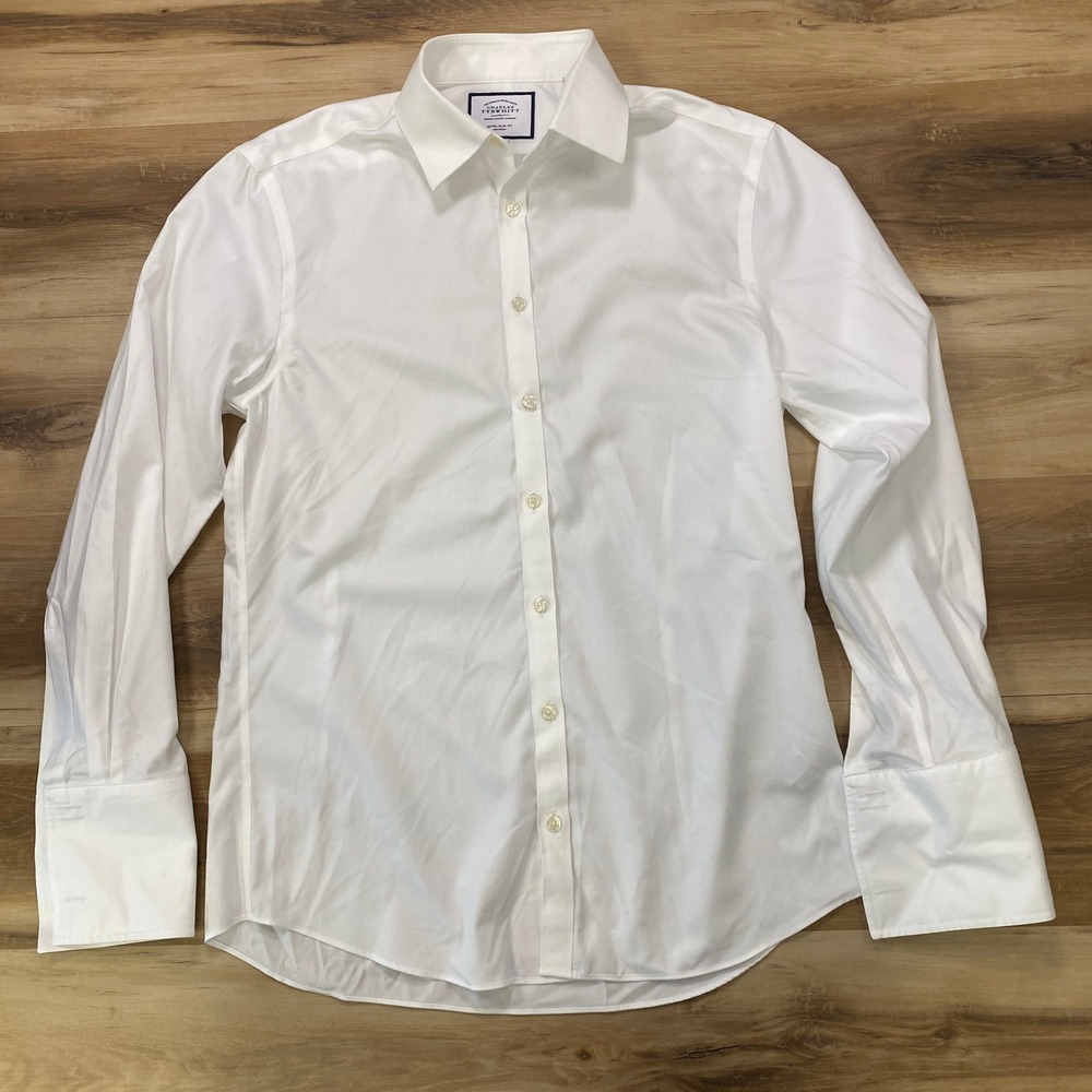 Charles Tyrwhitt Dress Shirt 16/34 Non-Iron French Cuff Extra Slim Fit White